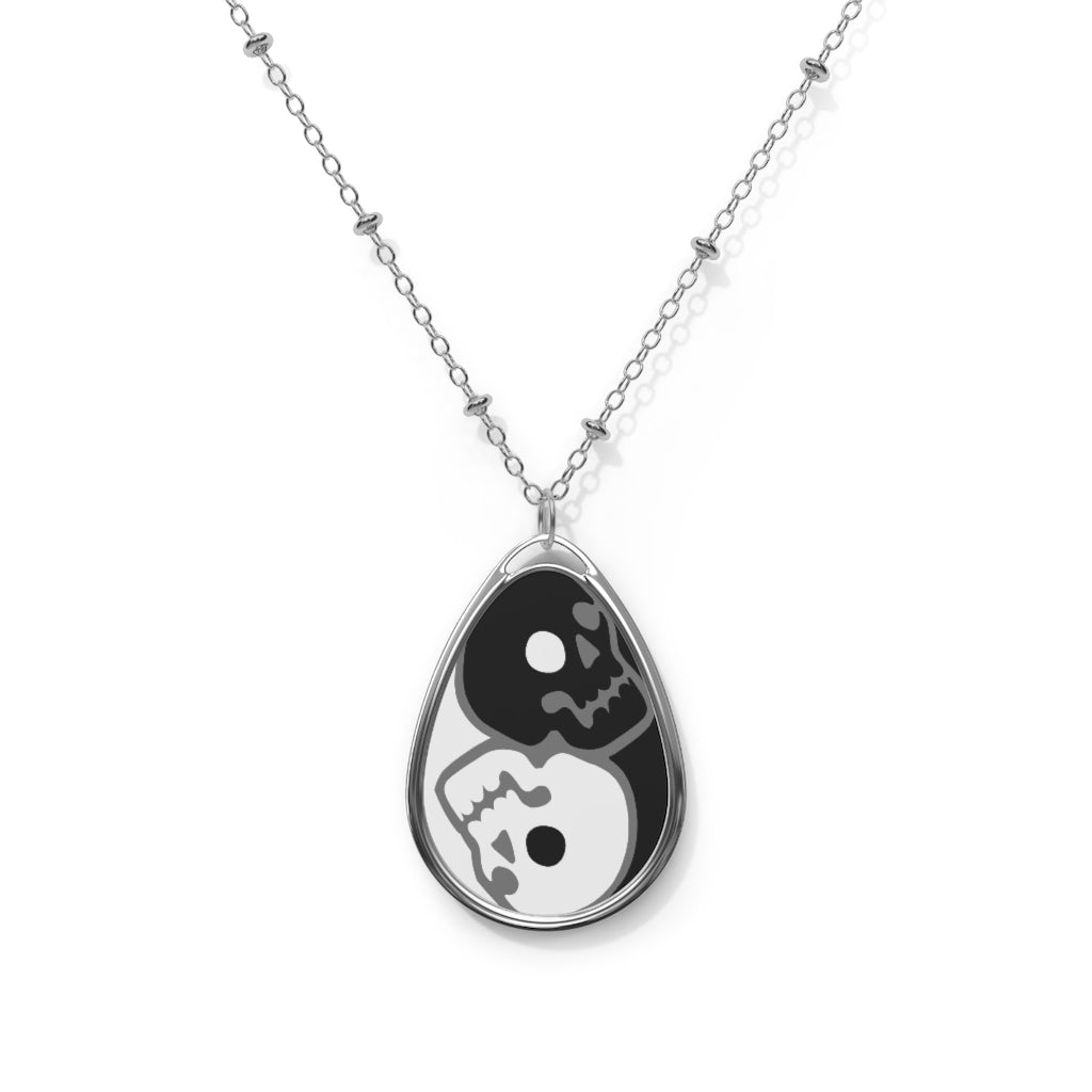 YIN YANG SKULLS | oval necklace